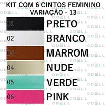 Kit 6 Cinto Feminino Fininho De Fivela Dourada Básico - CF03