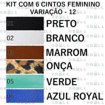 Kit 6 Cintos Feminino Basico De Fivela Oval Retro Fino, CF12