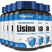 Kit 6 Cloridrato de Lisina + Vitamina C e Zinco 60 Cápsulas Fitoprime