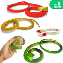 Kit 6 Cobra Realista Grande Brinquedo Borracha Pegadinha