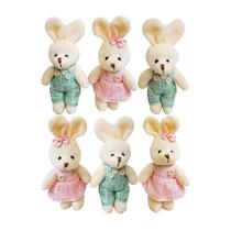 Kit 6 Coelhos de Páscoa Pelúcia Casal de Coelhinhos Em Pé Kit 6 Coelhos de Páscoa Pelúcia Casal de Coelhinhos Em Pé