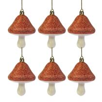 Kit 6 Cogumelo Decorativo Natalino Glitter Cordinha Vermelho Kit 6 Cogumelo Decorativo Natalino Glitter Cordinha Vermelho