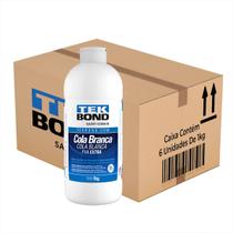 Kit 6 Cola Branca Tek Bond 1kg Pva Extra - Alta Adesão para Madeira e Artesanato