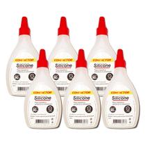 Kit 6 Cola de silicone 90g líquida Compactor, uso artístico ou profissional
