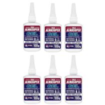 Kit 6 Cola Gel Instantânea Alta Velocidade 100G - Almasuper Kit 6 Cola Gel Instantânea Alta Velocidade 100G - Almasuper