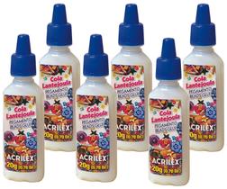 Kit 6 cola lantejoula 20g acrilex Kit 6 cola lantejoula 20g acrilex