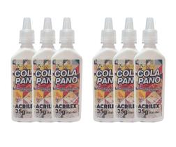 Kit 6 cola pano 35g bisnaga acrilex Kit 6 cola pano 35g bisnaga acrilex