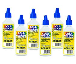 Kit 6 Cola Para EVA e Isopor 35g Acrilex Kit 6 Cola Para EVA e Isopor 35g Acrilex