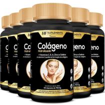 Kit 6 Colageno Hidrolisado Com Vitamina C E Zinco Selenio - HF Suplements