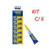 Kit 6 Colas TekBond Instântanea 2g Calçado Metal de Qualidade