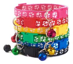 Kit 6 Coleira Gato Cão Pet Com Pingente Sininho Ajustável