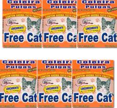 Kit 6 Coleira Natural Antipulga Free Cat 36cm Gatos
