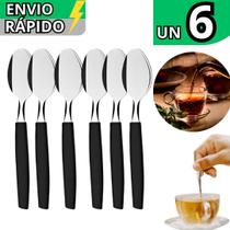 Kit 6 Colher Colheres de Chá Café Em Inox Cabo de Plástico Resistente Qualidade Premium
