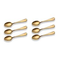 Kit 6 colher de aço InoxidáVel colher de Sobremesa dourada