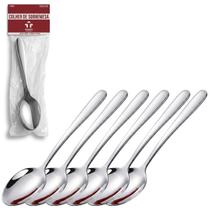 Kit 6 Colher Sobremesa Doce Sorvete Aço Inoxidável 15cm