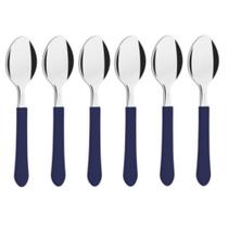 Kit 6 Colheres Chá Sobremesa Aço Inox Tramontina Azul