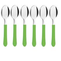 Kit 6 Colheres Chá Sobremesa Aço Inox Tramontina Verde