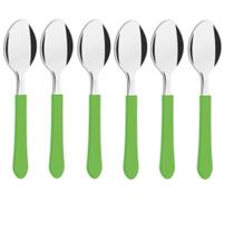Kit 6 Colheres Chá Sobremesa Aço Inox Tramontina Verde