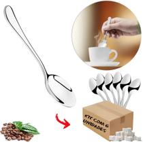 Kit 6 Colheres De Café Chá Aço Inox Limpa Facil 9Cm Multiuso