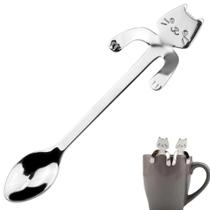 Kit 6 Colheres De Café Gato Prata