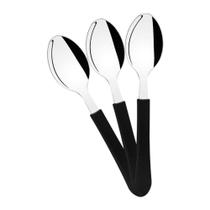 KIT - 6 Colheres de Chá Leme Com Lâmina em Aço Inox Cabo Preto CCPBAG - Tramontina