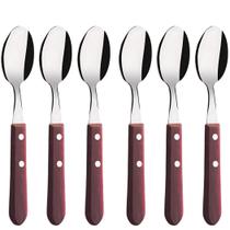 Kit 6 Colheres De Mesa Madeira Martinazzo Universal Conjuto Talheres Inox Cabo Madeira