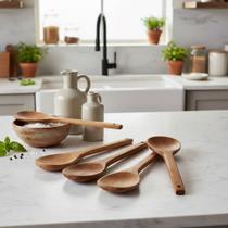 Kit 6 Colheres De Pau 20 Cm Chá, Café E Cozinha Artesanal