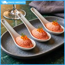 Kit 6 Colheres Finger Food Porcelana Branca Decoração Jantar Degustação Petiscos Gourmet 12,5cm Lyor