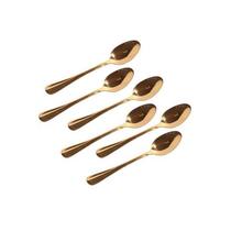 Kit 6 Colheres Sobremesa De Aço Inox Positano Dourado 18Cm