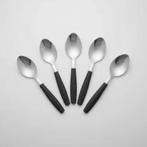 Kit 6 Colheres Sobremesa Servir Papa Pegador Talheres Cabo Preto Cozinha Presente Comer Sorvete Kit 6 Colheres Sobremesa Servir Papa Pegador Talheres Cabo Preto Cozinha Presente Comer Sorvete