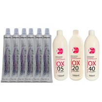 Kit 6 Coloração Cabelos Louro Acinzentado + Ox Juzy Kit 6 Coloração Cabelos Louro Acinzentado + Ox Juzy