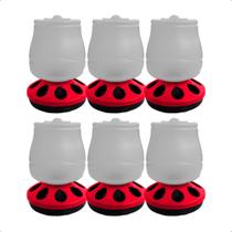 Kit 6 Comedouro Alimentador 2L Com 8 Furos Para Aves Frango