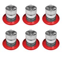 Kit 6 Comedouro Tubular 3kg p/ Frango Aves Galinha Faisão Prato Anti Desperdicio