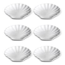 Kit 6 Concha Casquinha de Siri Porta Joia de Porcelana 9,5x1,3cm