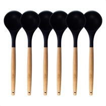 Kit 6 Concha de Silicone com Cabo de Madeira Oikos Kit 6 Concha de Silicone com Cabo de Madeira Oikos