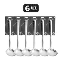 Kit 6 concha terrina inox com virola 34,5 cm