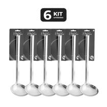 Kit 6 concha terrina inox com virola 34,5 cm