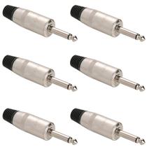 Kit 6 Conector P10 Mono Blindado Nys225s Rean By Neutrik