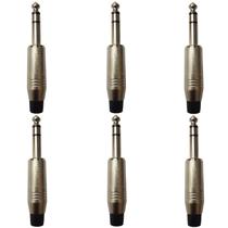 Kit 6 Conectores P10 Macho Estéreo Linha PLG SA2X - SANTO ANGELO