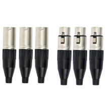 Kit 6 Conectores XLR 3 Polos Amphenol 3 AC3F Fêmea + 3 AC3MM Macho Profissional Kit 6 Conectores XLR 3 Polos Amphenol 3 AC3F Fêmea + 3 AC3MM Macho Profissional