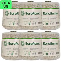Kit 6 Cones Barbante Euroroma Cru 1kg e 700 Metros Ordem Fio 8 Crochê, Tricô e Artesanato Kit 6 Cones Barbante Euroroma Cru 1kg e 700 Metros Ordem Fio 8 Crochê, Tricô e Artesanato