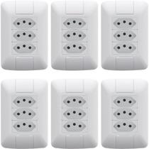 Kit 6 Conjunto 3 Tomadas 2P+T 4x2 10A 250 V Aria Branco Kit 6 Conjunto 3 Tomadas 2P+T 4x2 10A 250 V Aria Branco