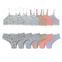 Kit 6 Conjunto Calcinha e Sutiã Juvenil Menina sem bojo Kit 6 Conjunto Calcinha e Sutiã Juvenil Menina sem bojo