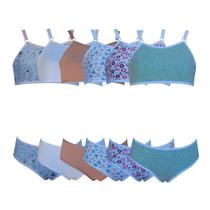 Kit 6 Conjunto Calcinha e Sutiã Top Menina Moça Kit 6 Conjunto Calcinha e Sutiã Top Menina Moça