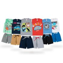 Kit 6 Conjunto de Regata Masculino Menino Roupa Infantil Verão Shorts em Moletinho