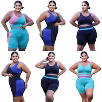 Kit 6 Conjunto fitness feminino plus size treino academia