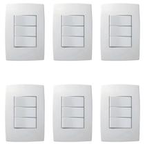 Kit 6 Conjunto Interruptor 3 Teclas Simples Pial Plus
