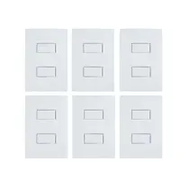 Kit 6 Conjunto Interruptor Duplo Simples Ilumi 10A Kit 6 Conjunto Interruptor Duplo Simples Ilumi 10A