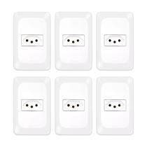 Kit 6 Conjunto Tomada 2P+T Branco pop 10a 250v 4x2 pial legrand LGX030 com placa e suporte