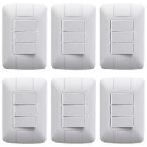 Kit 6 conjuntor interruptor paralelo 3 teclas 6a 250v tramontina aria branco com placa